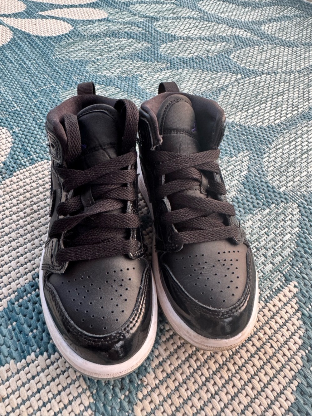 Jordan Kids Black High-Top Sneakers with White Soles